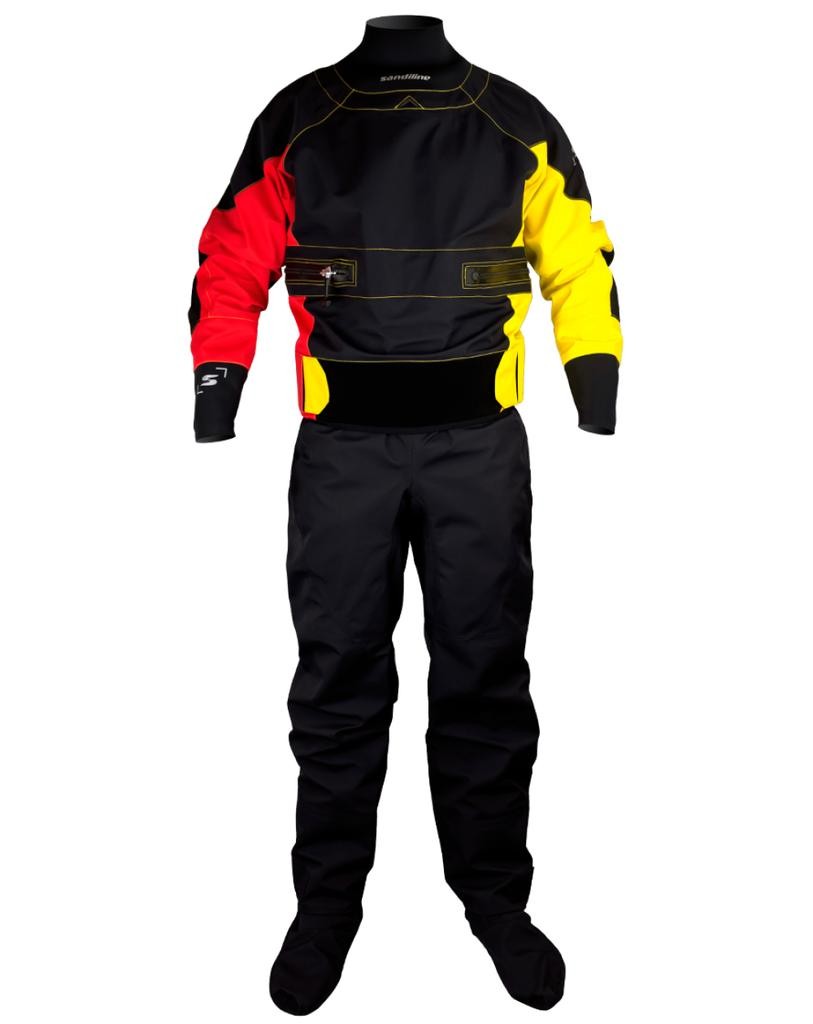Traje Seco Kayaking Dry Suit Advanced - Color: Negro/Rojo/Amarillo